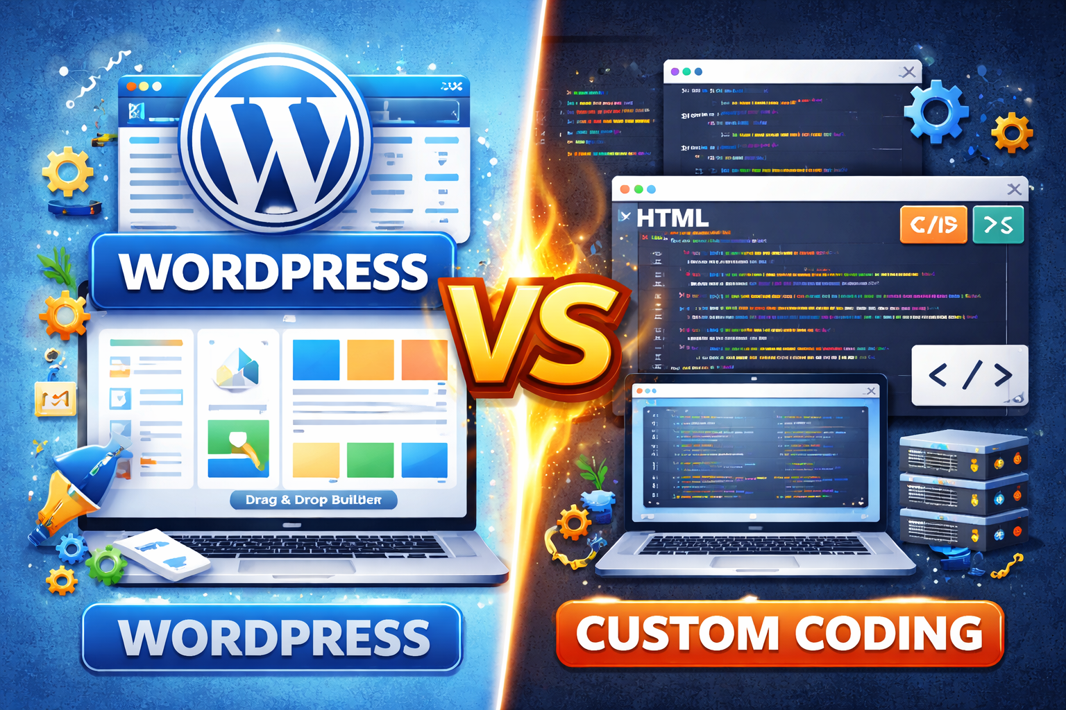 wordpress vs custom coding comparison